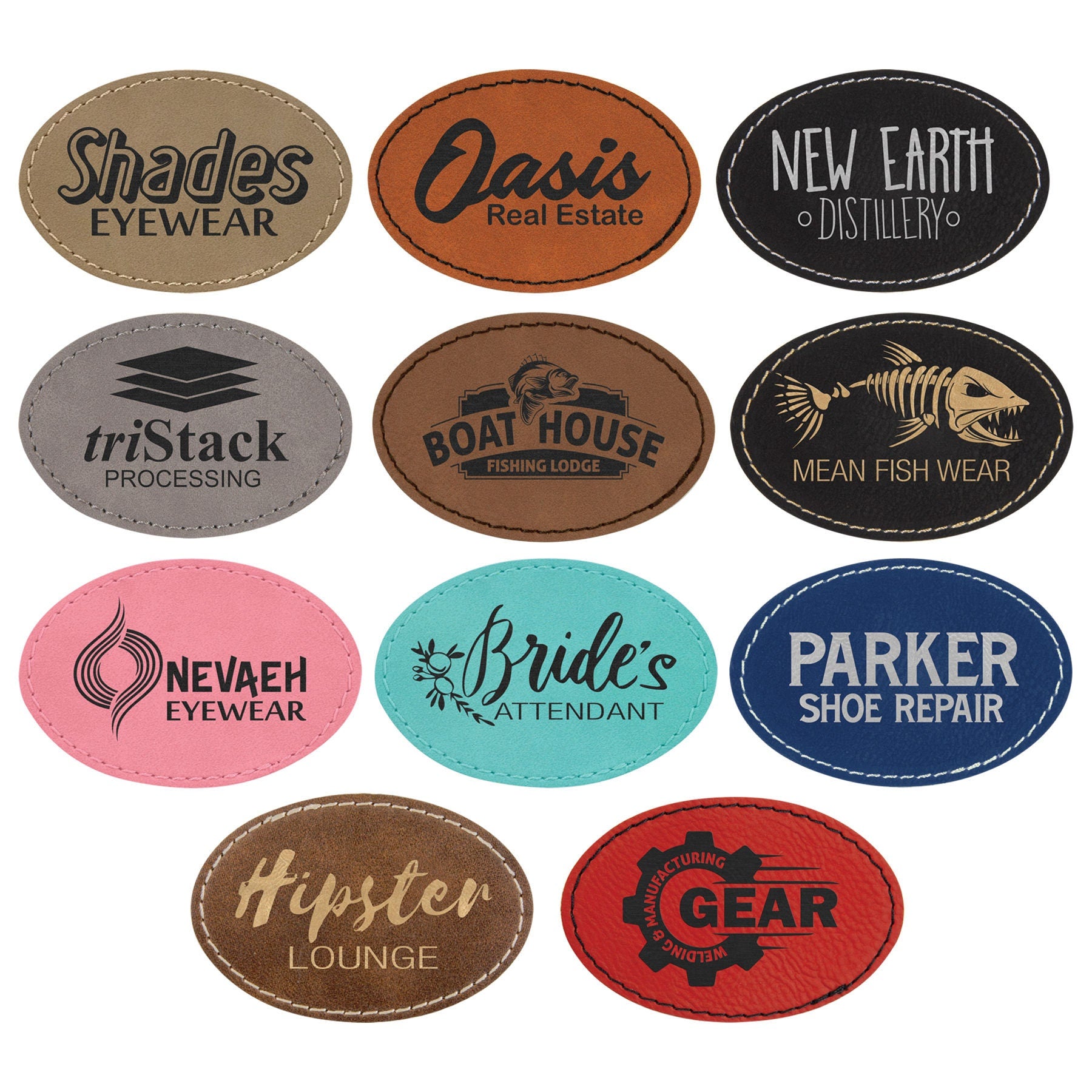 3x2 Blank Leatherette Oval Patches w/ Adhesive Backing