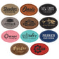 Custom Engraved Leather Patches w/ Heat Activated adhesive backing