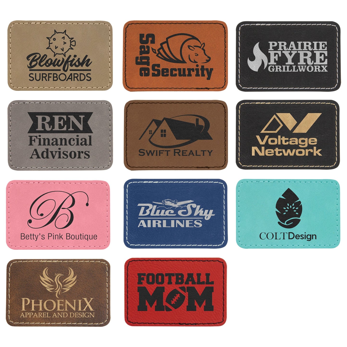 Custom Engraved Leather Patches w/ Heat Activated adhesive backing