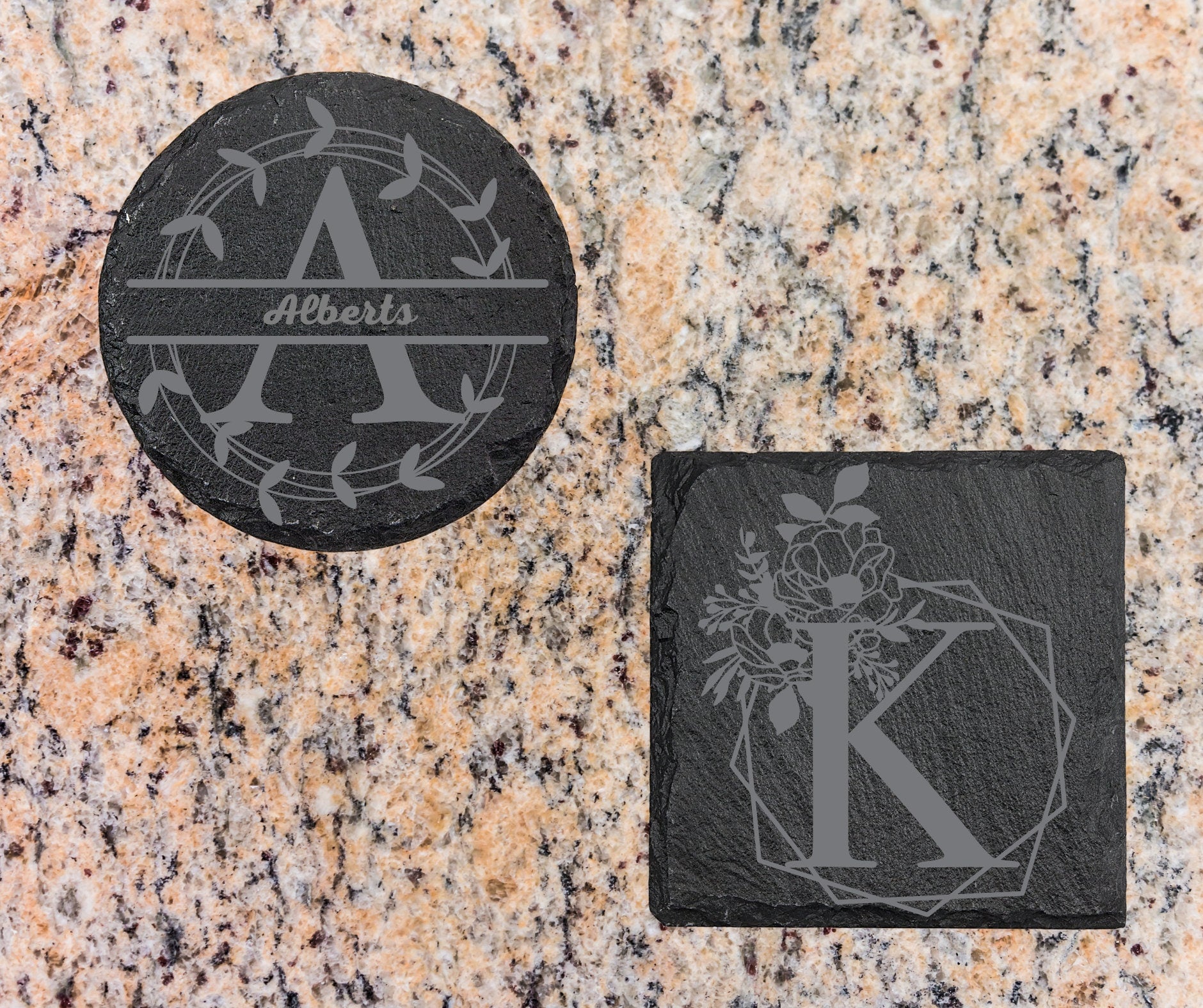 Custom Slate Coasters | House Warming Gift | Wedding Gift | Closing Gift | Realtor Gift | Couples Gift |